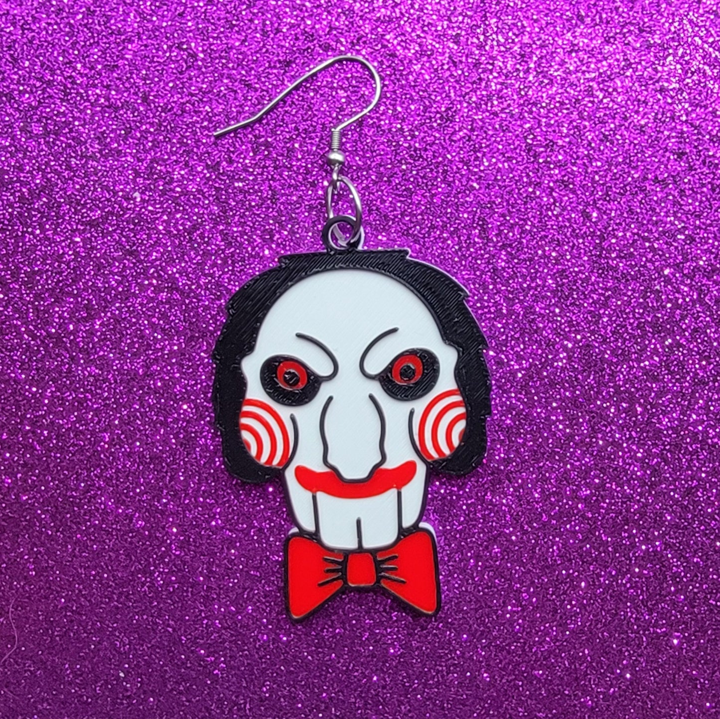 Puppet Horror Movie Statement Earrings 3D Printed
