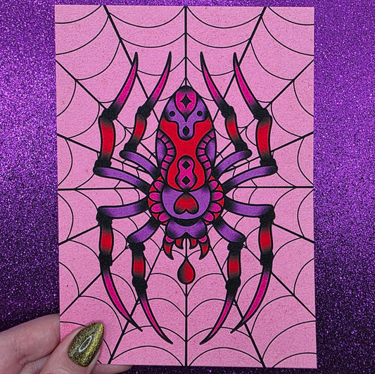 Pink Spider Art Print 5"x7"