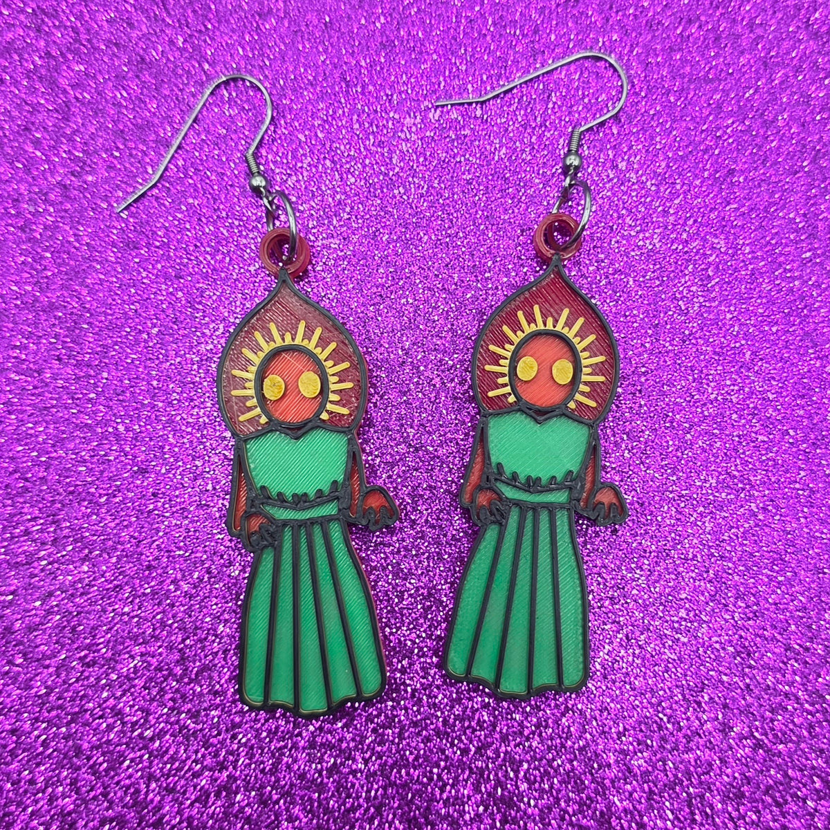Flatwoods Monster Cryptid Statement Earrings 3D Printed