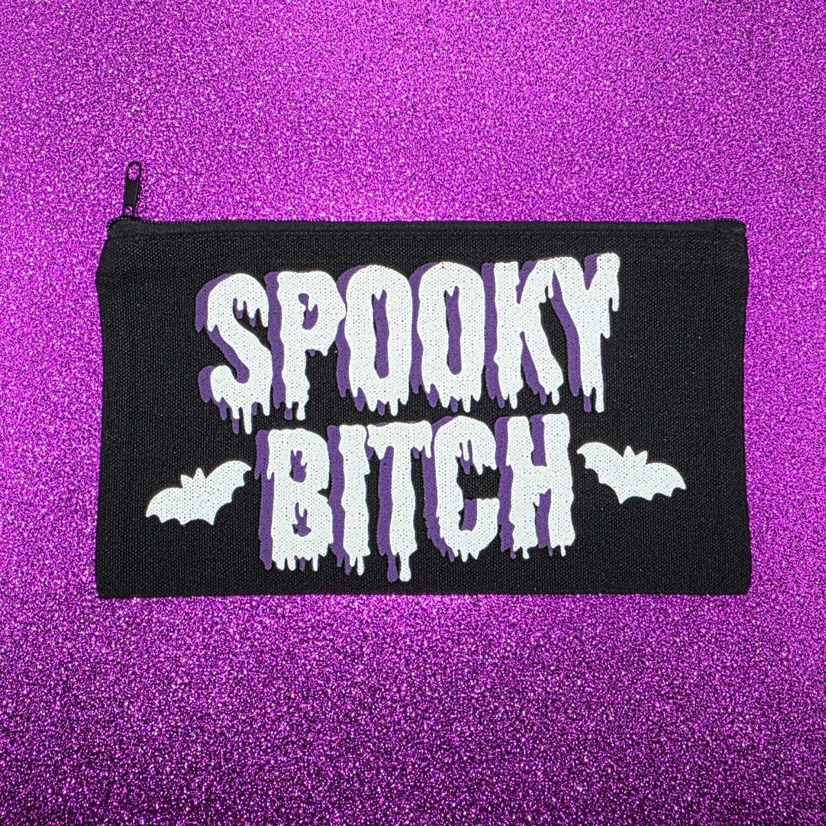 Spooky Bitch Zippered Pouch, Makeup Bag, Pencil Case 4.8"x8.4"