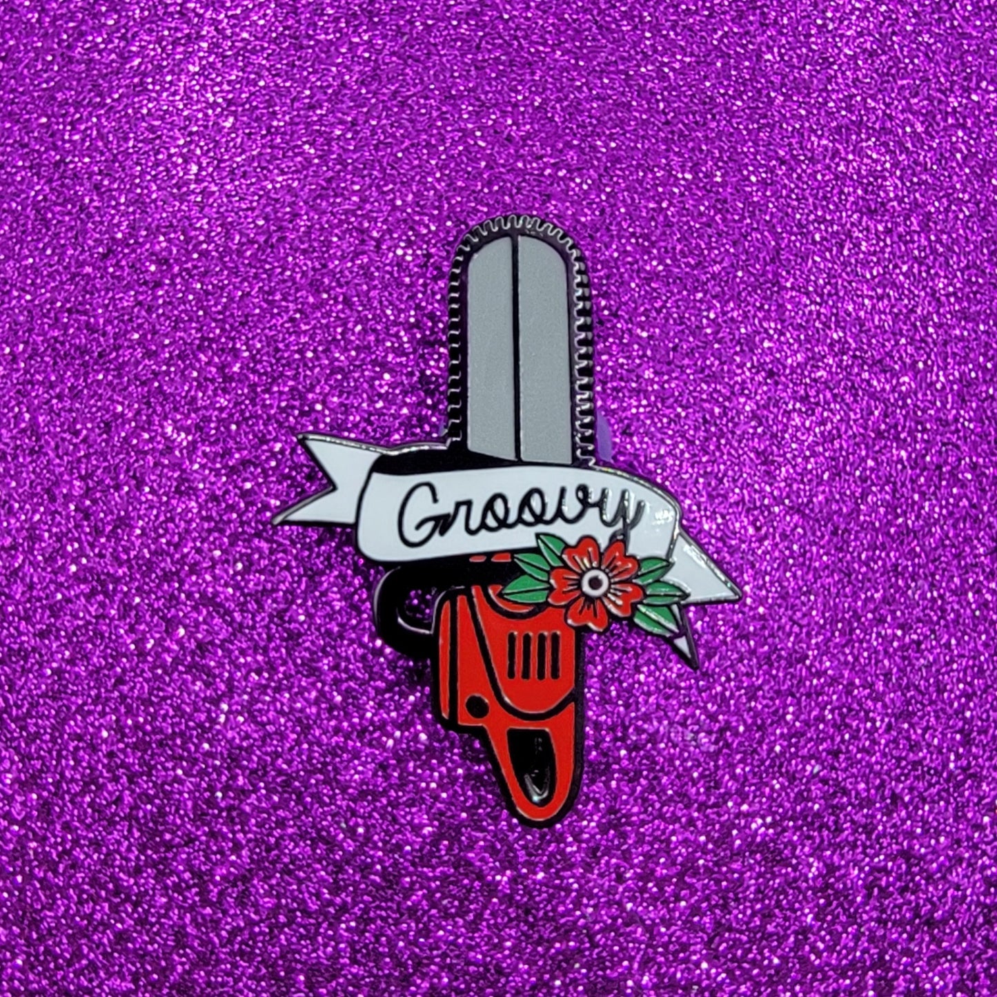 Groovy Chainsaw Evil Dead Enamel Pin