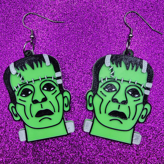 Frank Horror Movie Statement Earrings 3D Printed