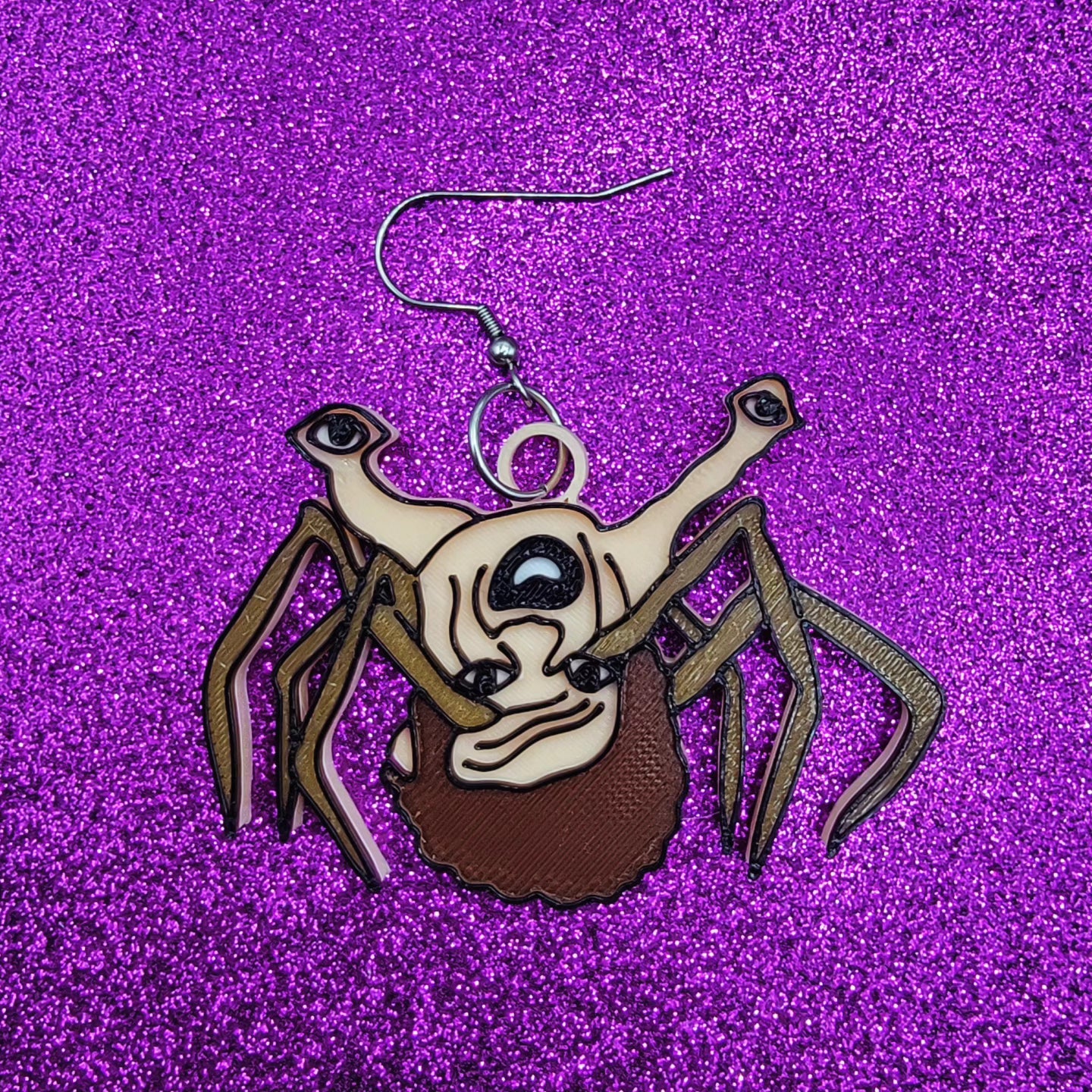 Spider Head Horror Movie Statement Earrings 3D Printed
