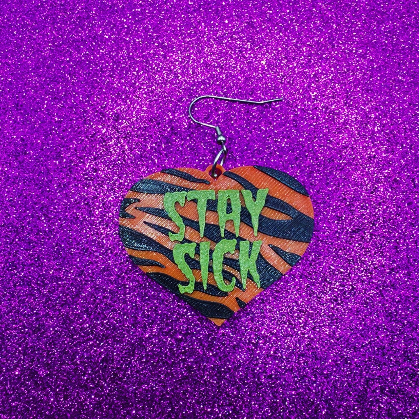 Stay Sick Statement Earrings 3D Printed