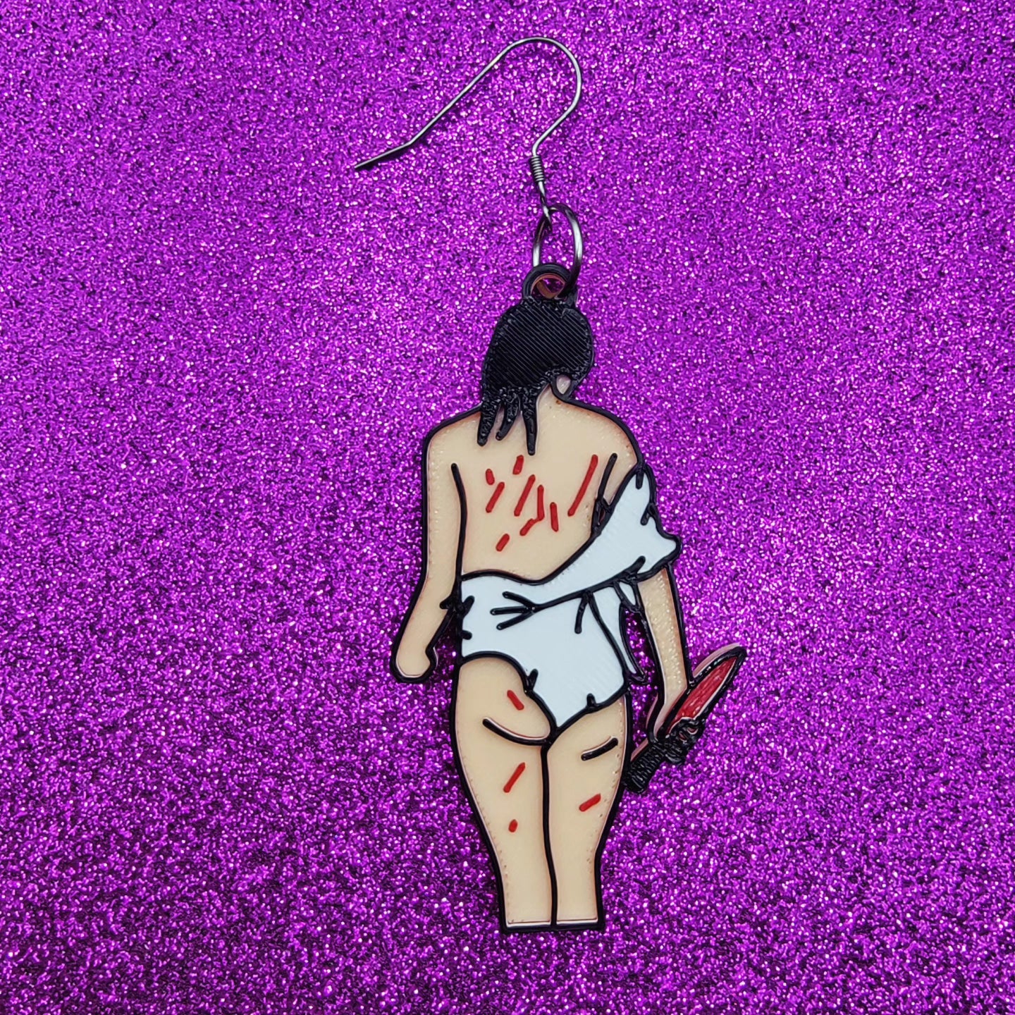 Spit Horror Movie Statement Earrings 3D Printed