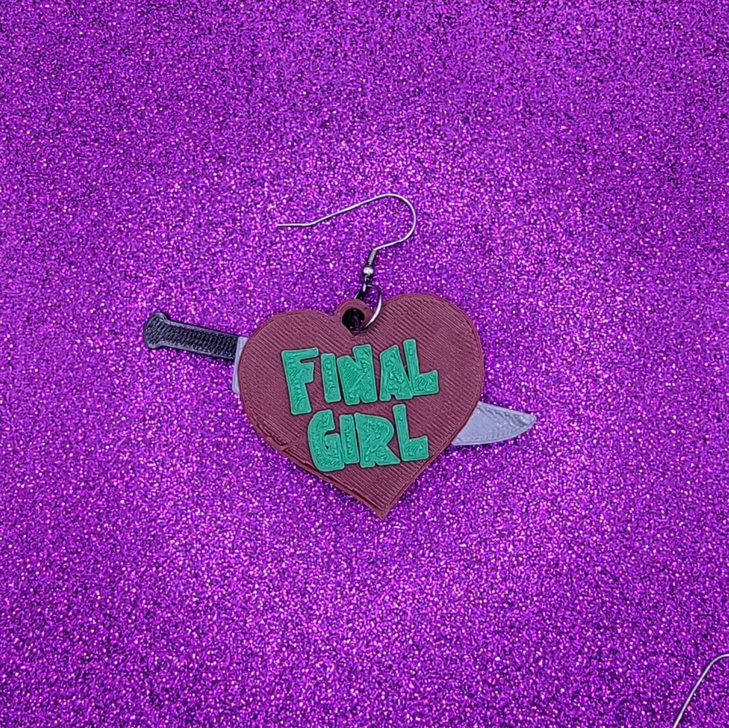 Final Girl Nightmare Horror Movie Statement Earrings 3D Printed