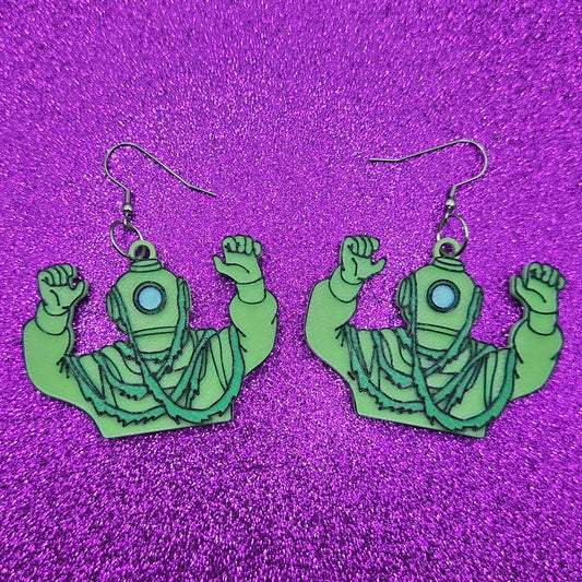 Captain Glow In The Dark Statement Earrings 3D Printed