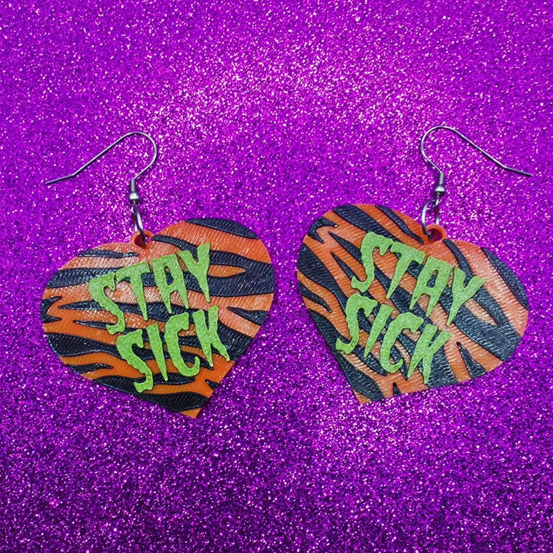 Stay Sick Statement Earrings 3D Printed