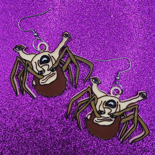Spider Head Horror Movie Statement Earrings 3D Printed