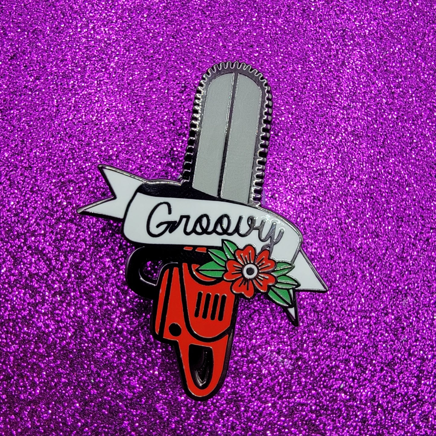 Groovy Chainsaw Evil Dead Enamel Pin