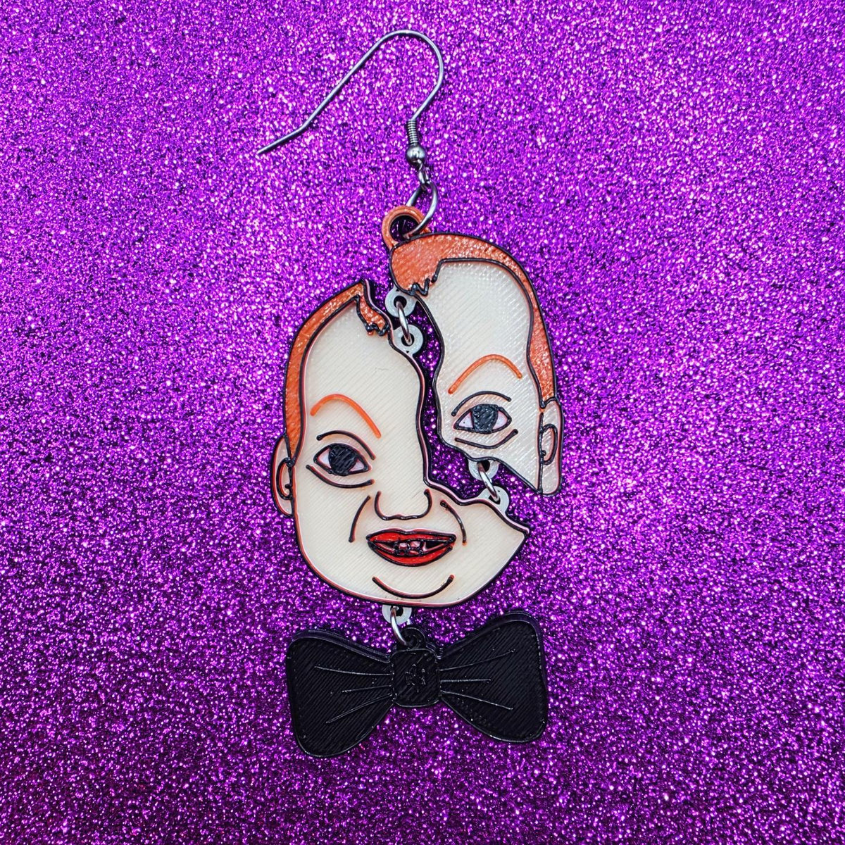 Deep Red Horror Movie Statement Earrings 3D Printed