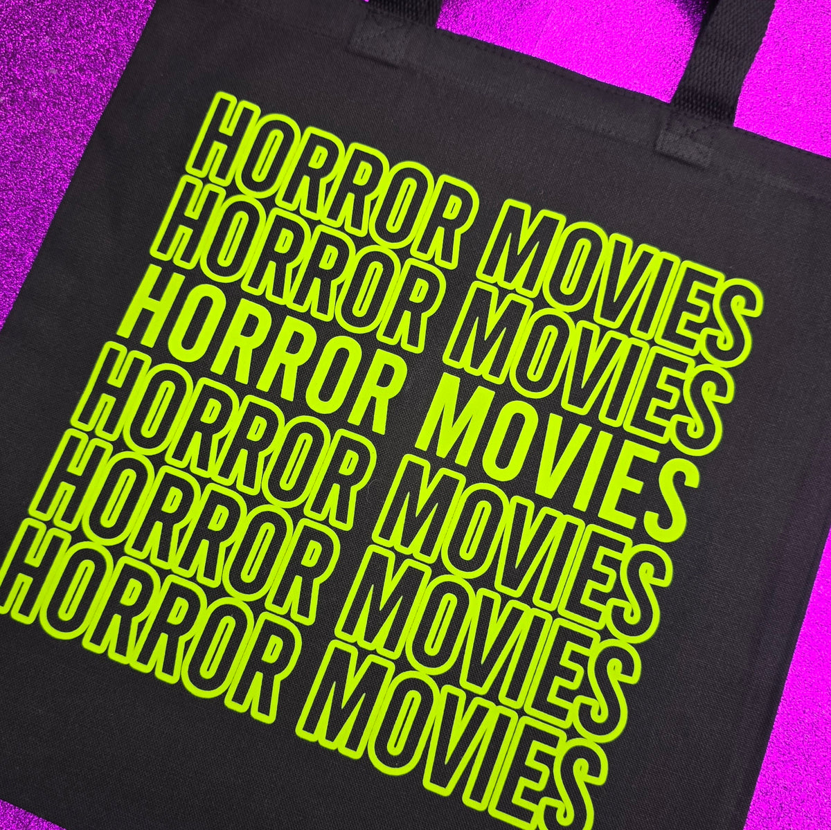 Horror Movies Tote Bag Black Cotton Reusable Shopping Bag 15"x16" Goth Spooky