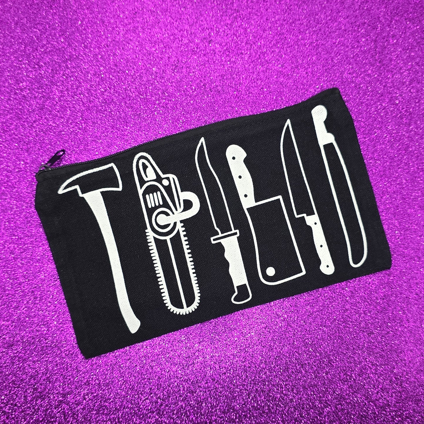 Horror Weapons Zippered Pouch, Makeup Bag, Pencil Case 4.8"x8.4"