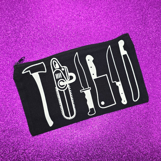 Horror Weapons Zippered Pouch, Makeup Bag, Pencil Case 4.8"x8.4"