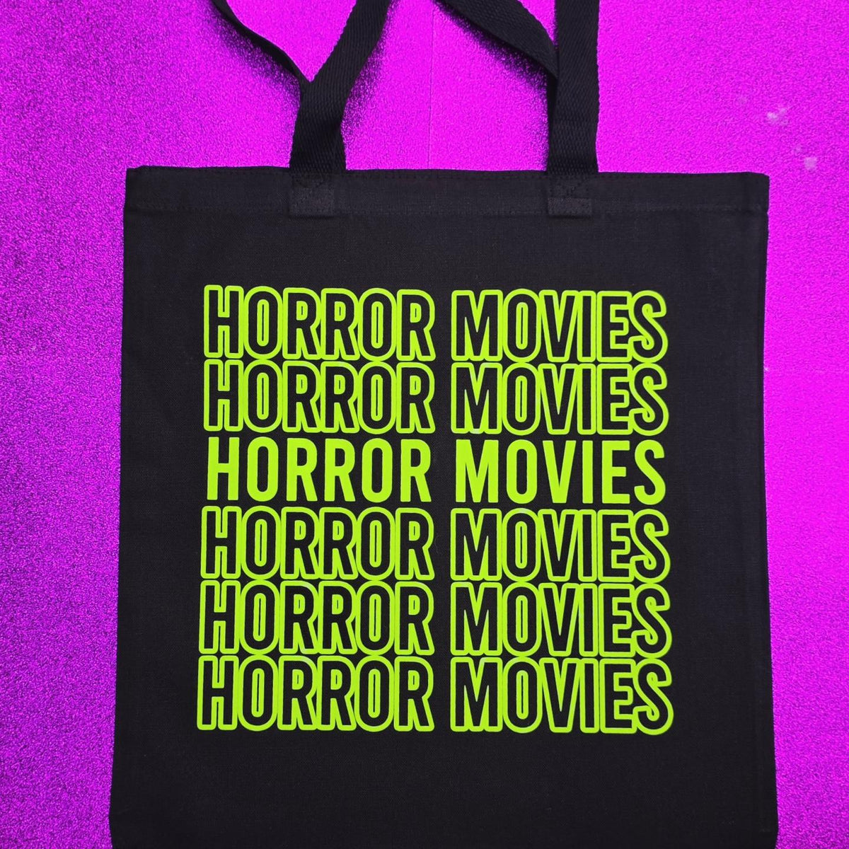 Horror Movies Tote Bag Black Cotton Reusable Shopping Bag 15"x16" Goth Spooky