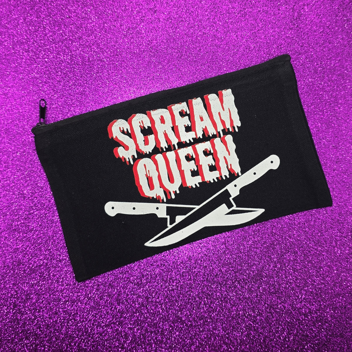 Scream Queen Zippered Pouch, Makeup Bag, Pencil Case 4.8"x8.4"