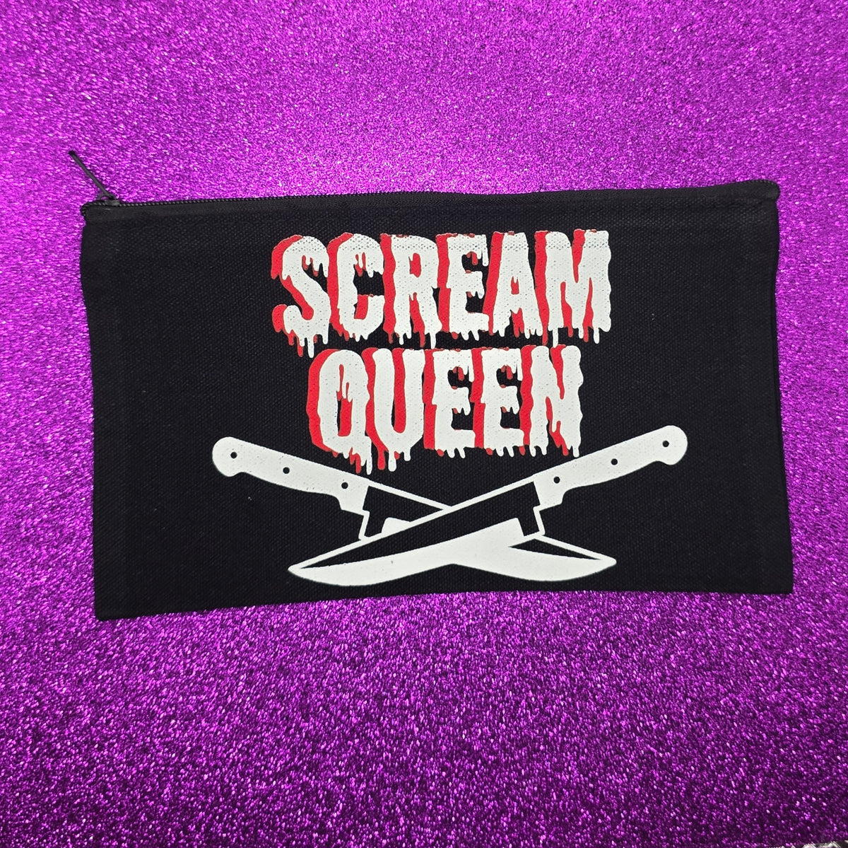 Scream Queen Zippered Pouch, Makeup Bag, Pencil Case 4.8"x8.4"