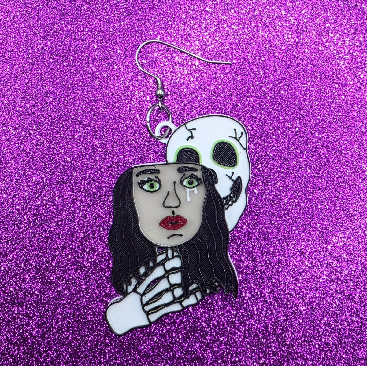 Popcorn Horror Movie Statement Earrings 3D Printed