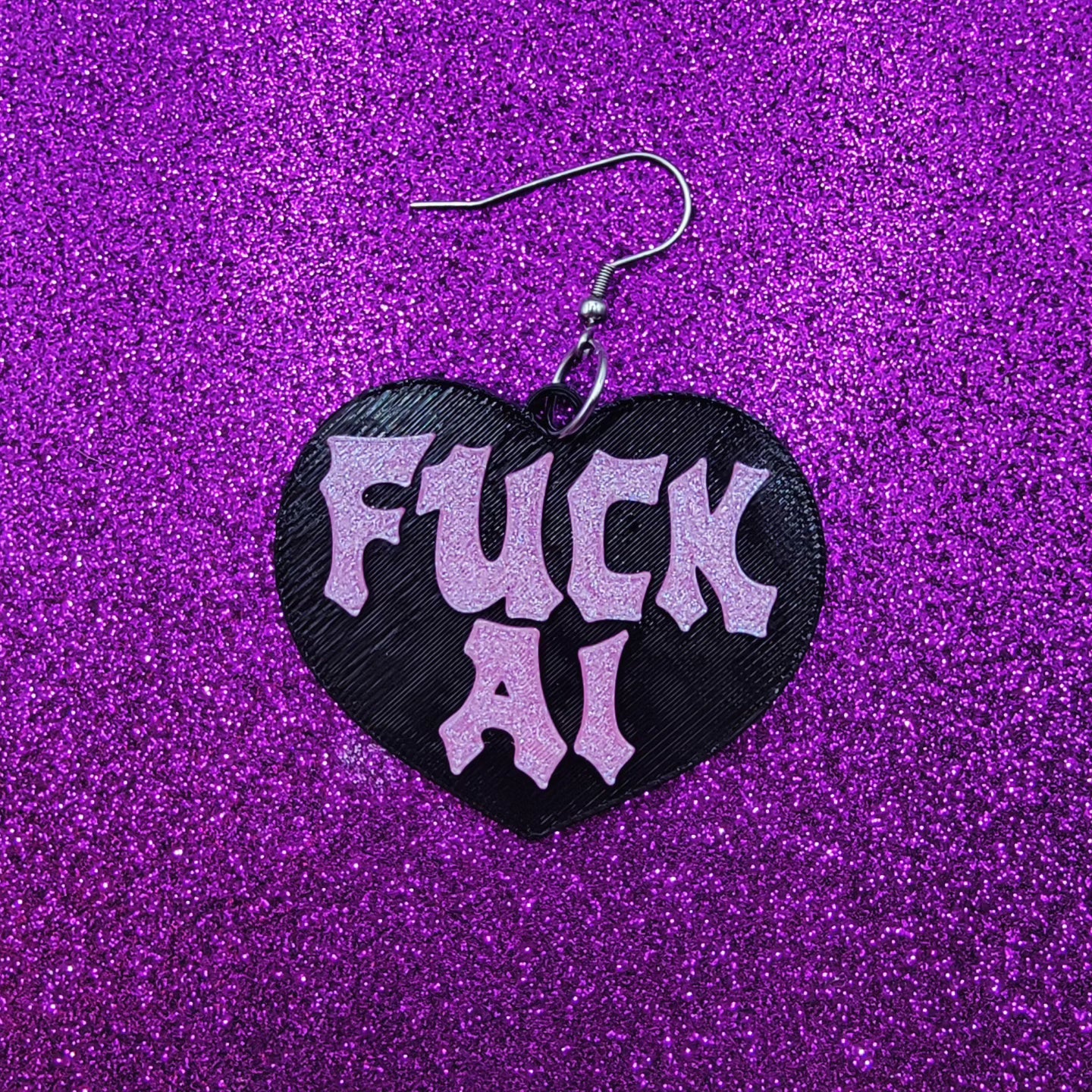 Fuck AI Statement Earrings 3D Printed