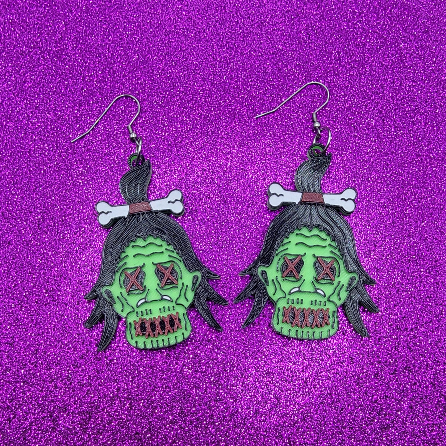 Shrunken Head Statement Earrings 3D Printed