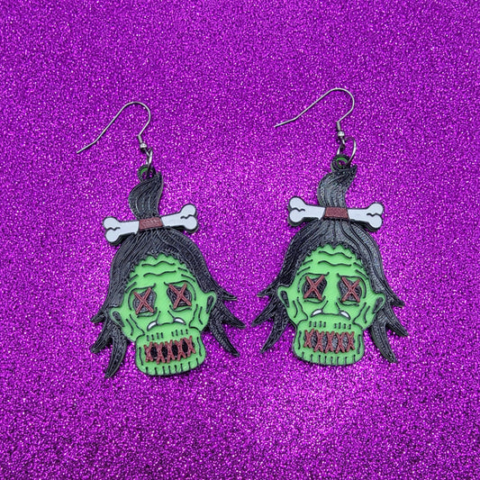 Shrunken Head Statement Earrings 3D Printed