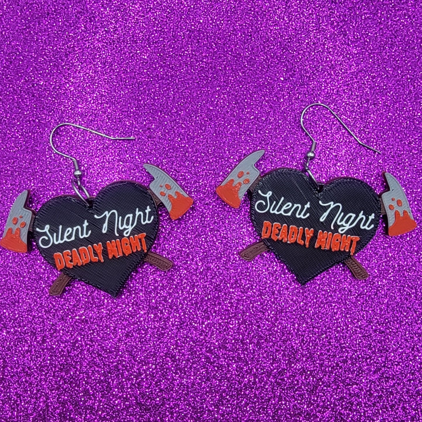 Silent Night Horror Statement Earrings 3D Printed