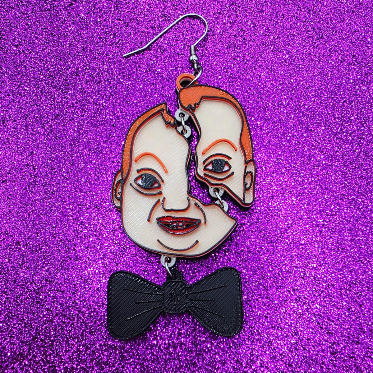 Deep Red Horror Movie Statement Earrings 3D Printed