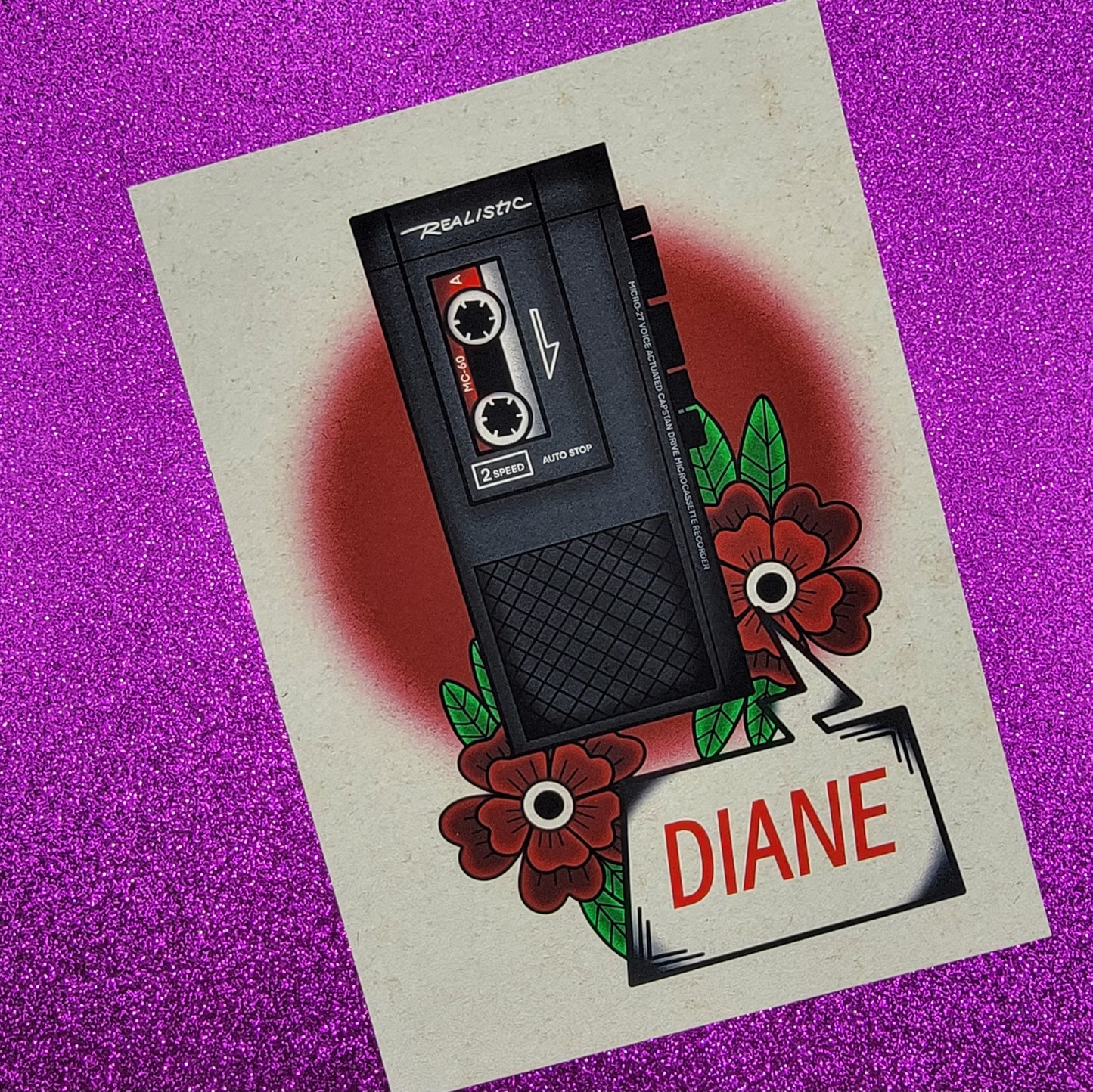 Diane Tape Recorder Twin Peaks Art Print 5"x7"