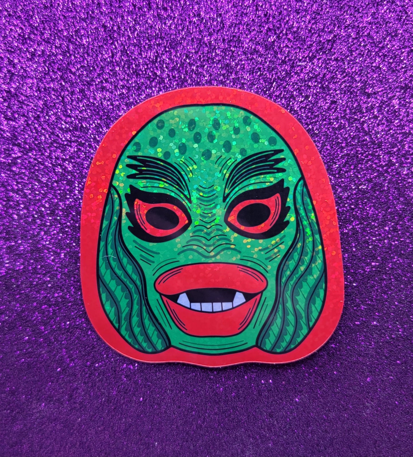 Creature Halloween Mask Holographic Sticker 2.5"x3"