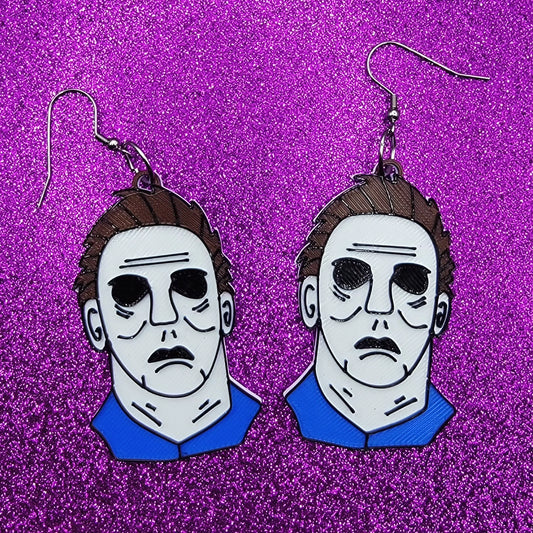 Michael Horror Movie Statement Earrings 3D Printed