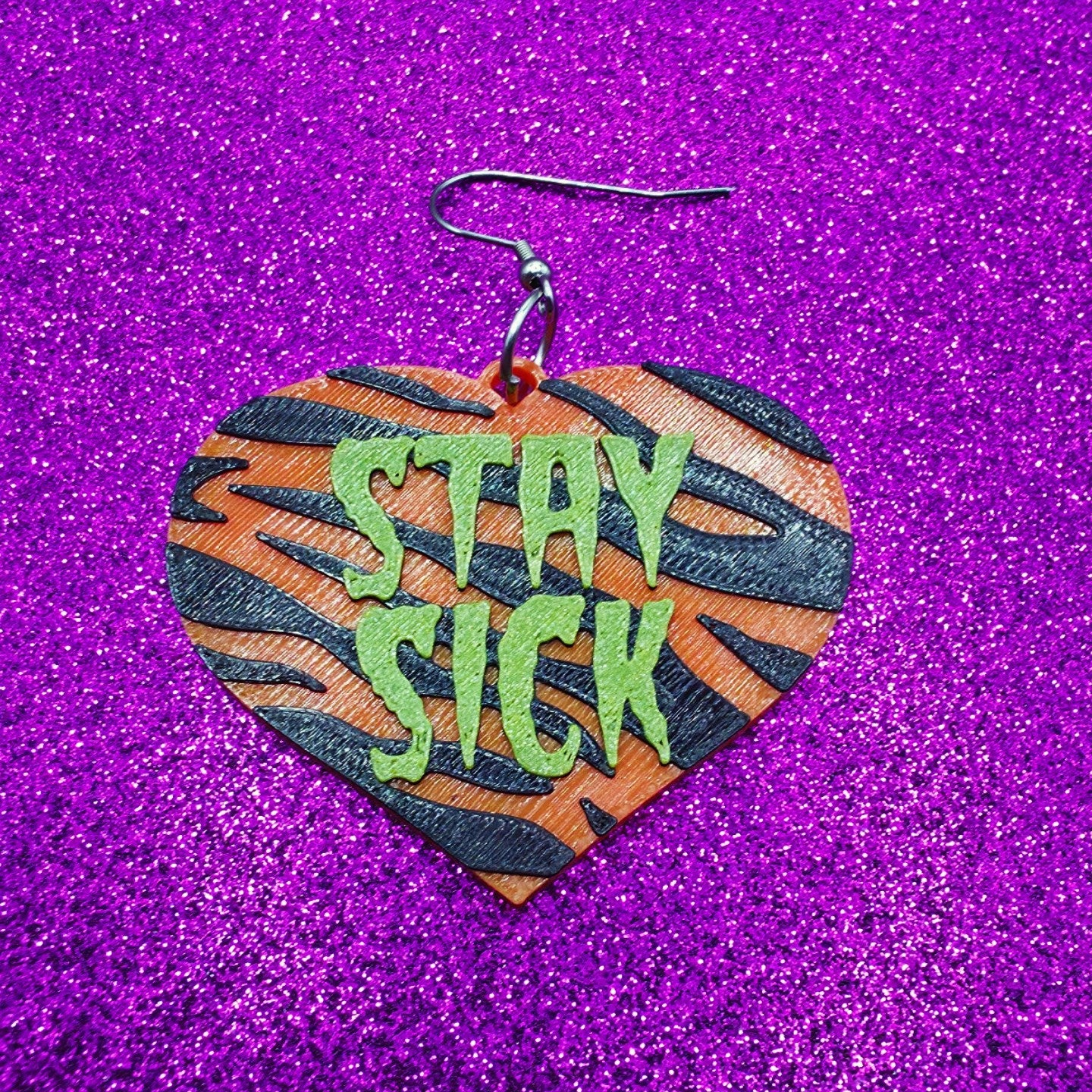 Stay Sick Statement Earrings 3D Printed