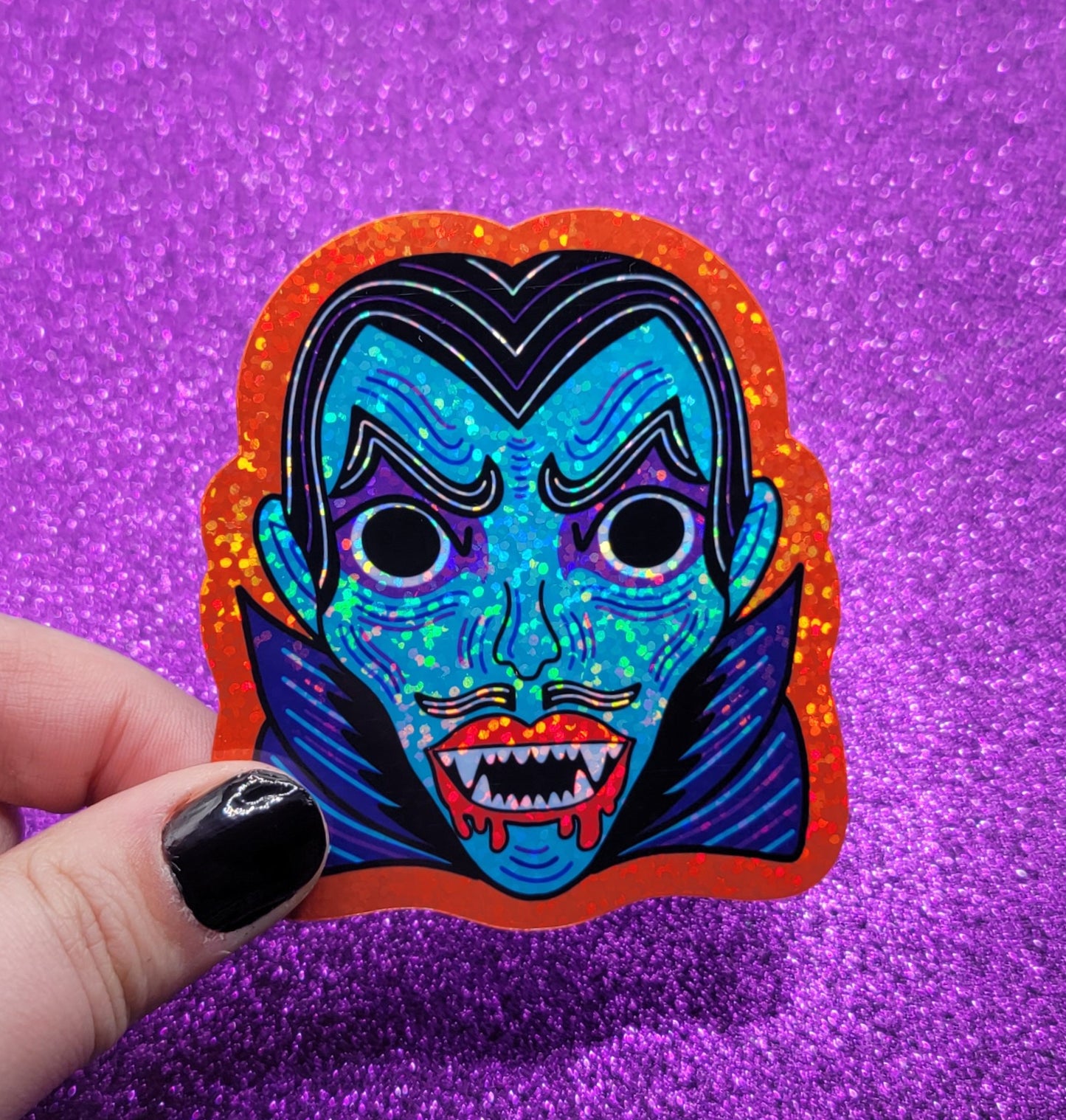 Vampire Halloween Mask Holographic Sticker 2.5"x3"