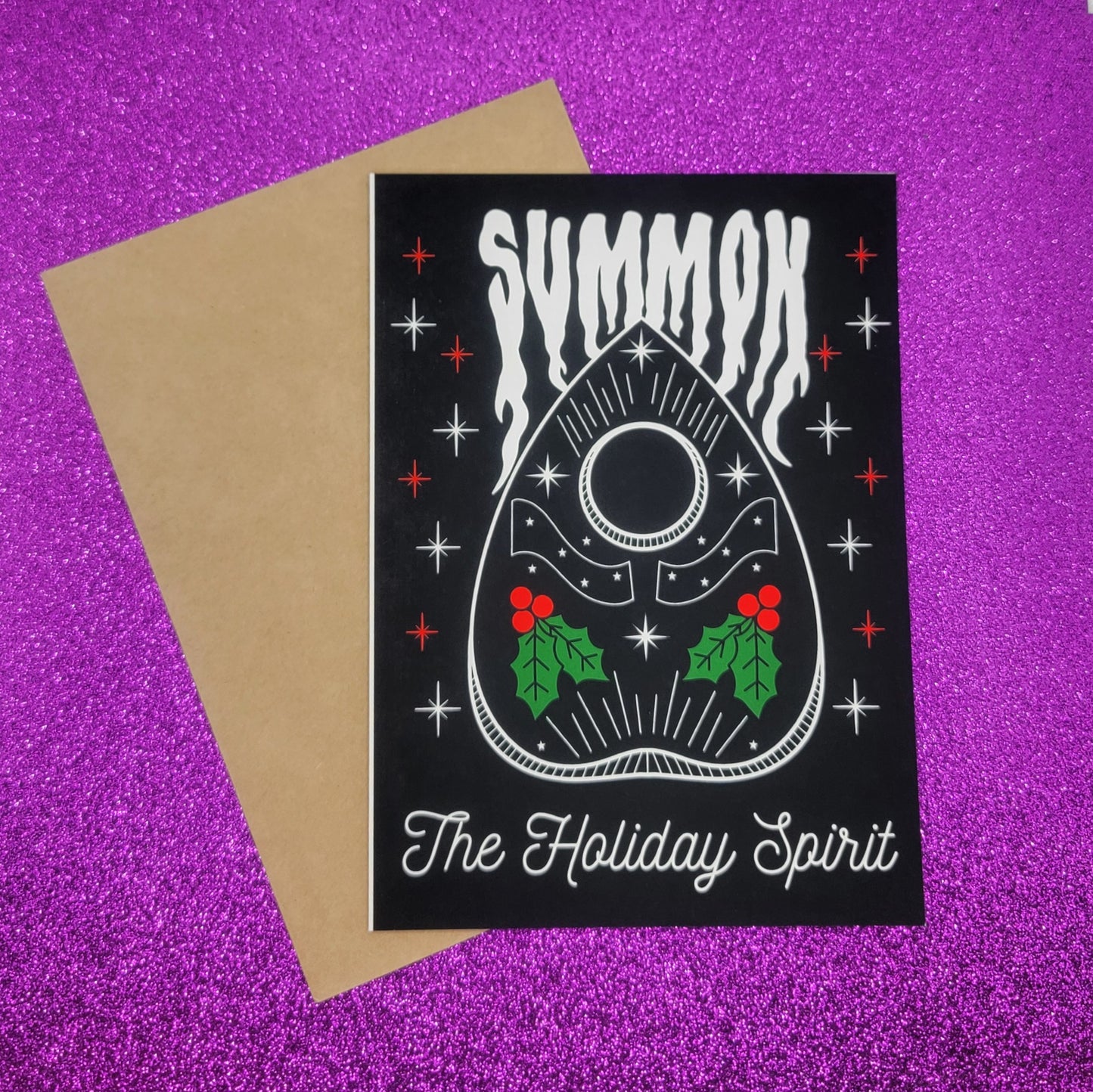 Summon The Holiday Spirirt Spooky Christmas Greeting Card 5x7, Goth Christmas, Creepmas Card, Horror Holiday