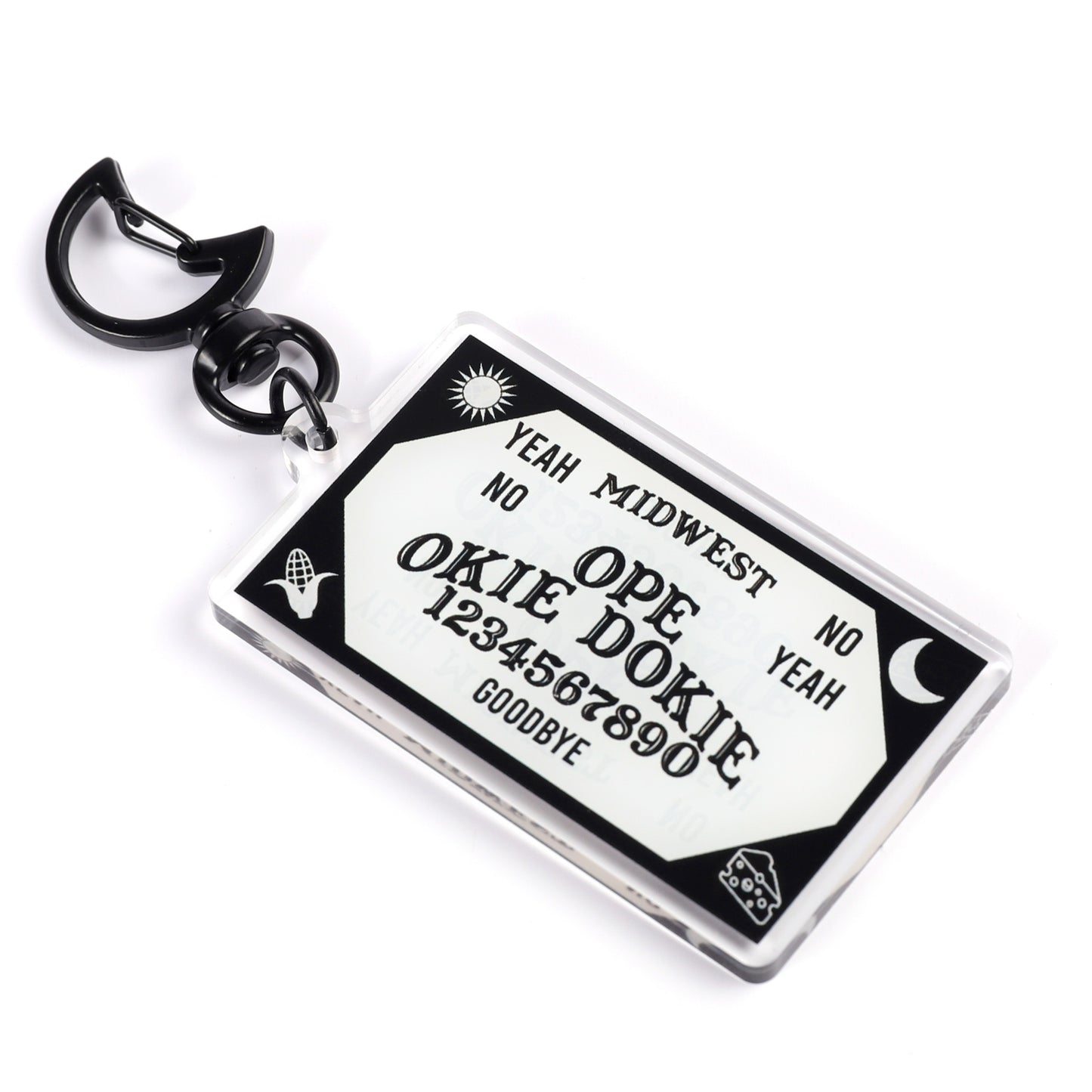 Midwest Ouija Spirit Board Acrylic Keychain 2.5" Funny Midwestern