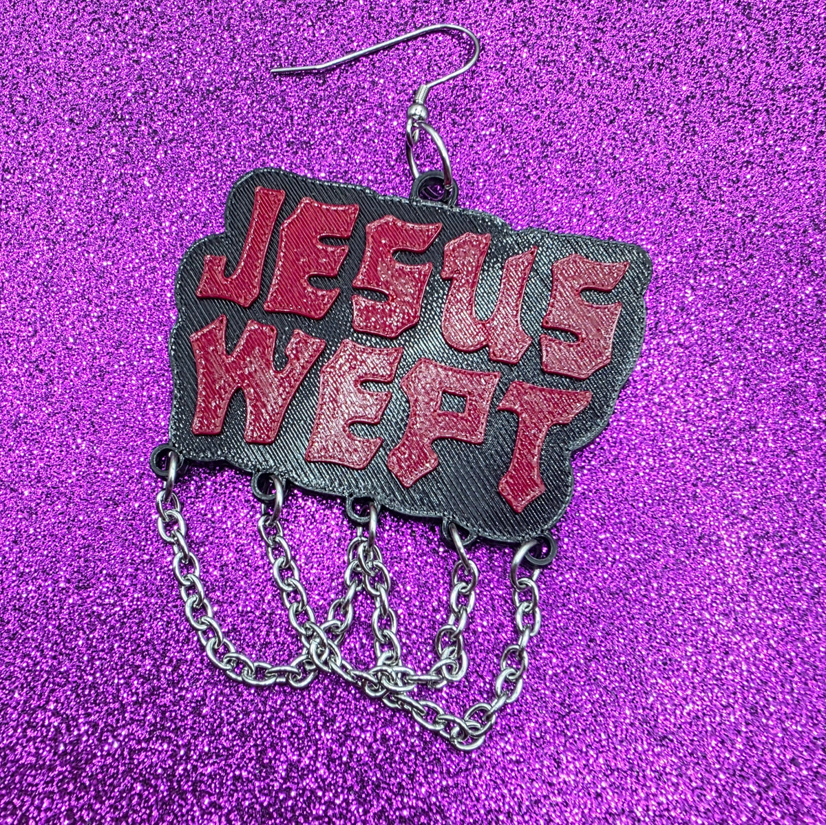 Jesus Wept Horror Movie Statement Earrings 3D Printed