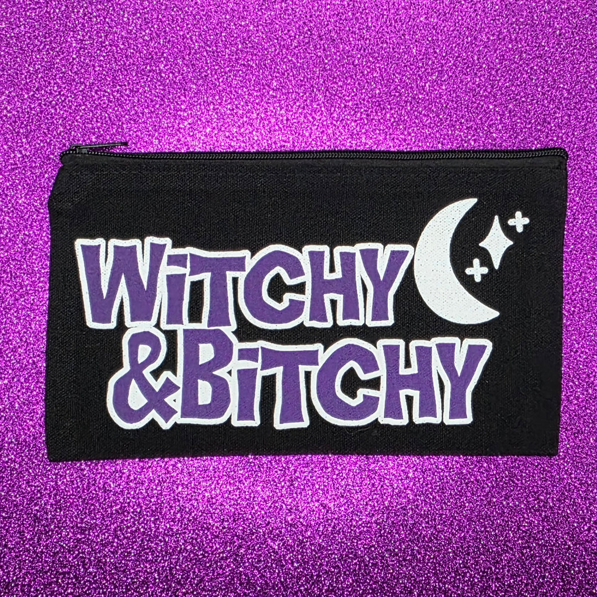 Witchy and Bitchy Zippered Pouch, Makeup Bag, Pencil Case 4.8"x8.4"
