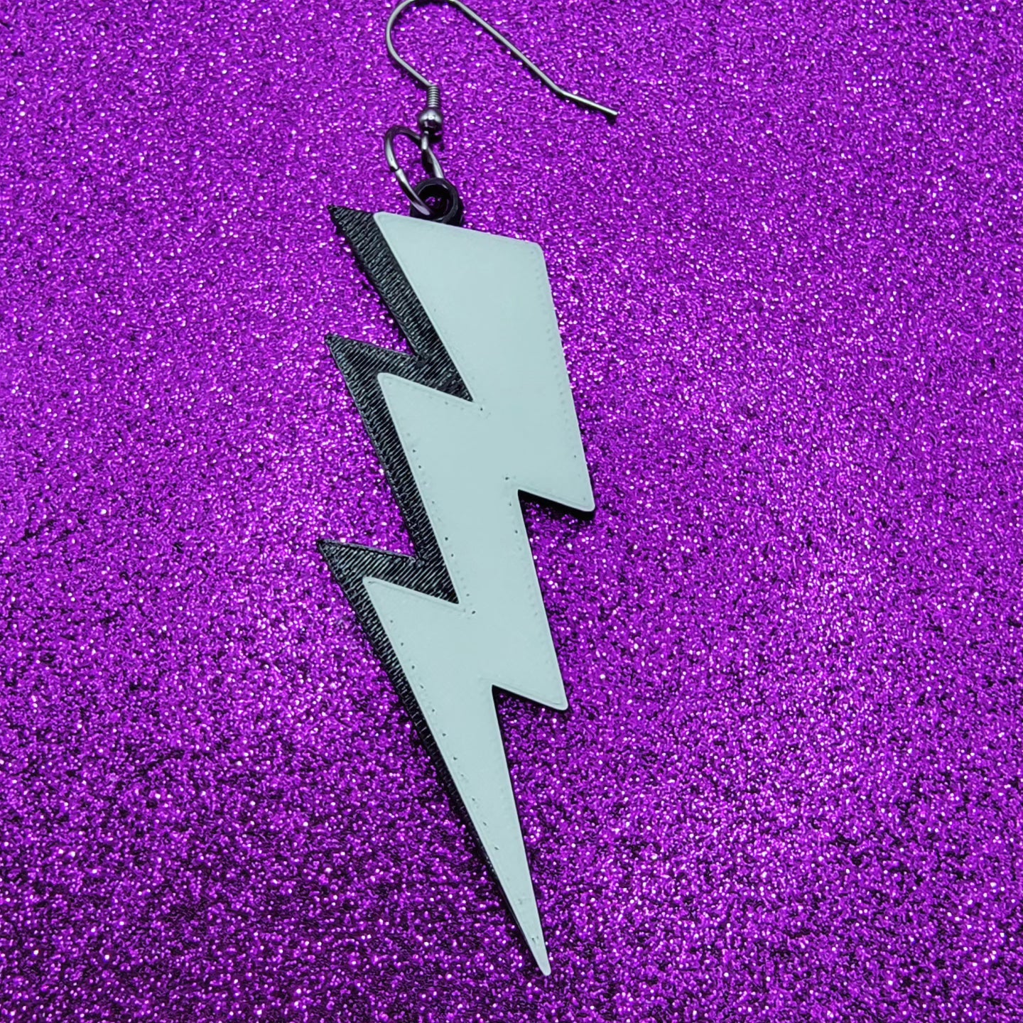 Glow In The Dark Bride Bolt Statement Earrings 3D Printed