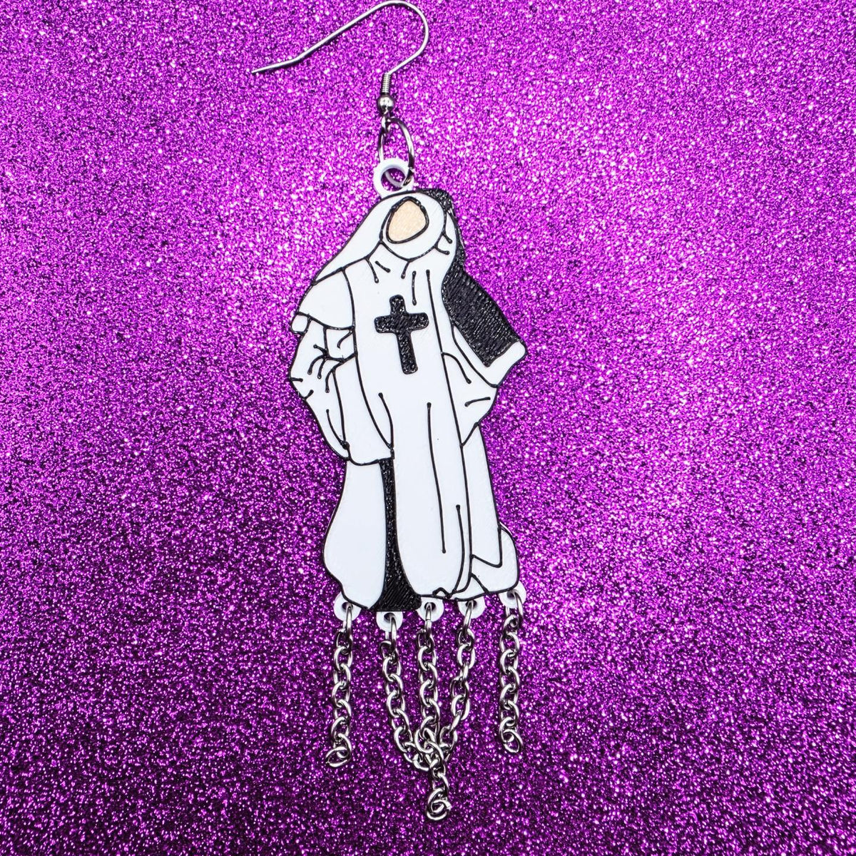 Devil Nun Movie Statement Earrings 3D Printed