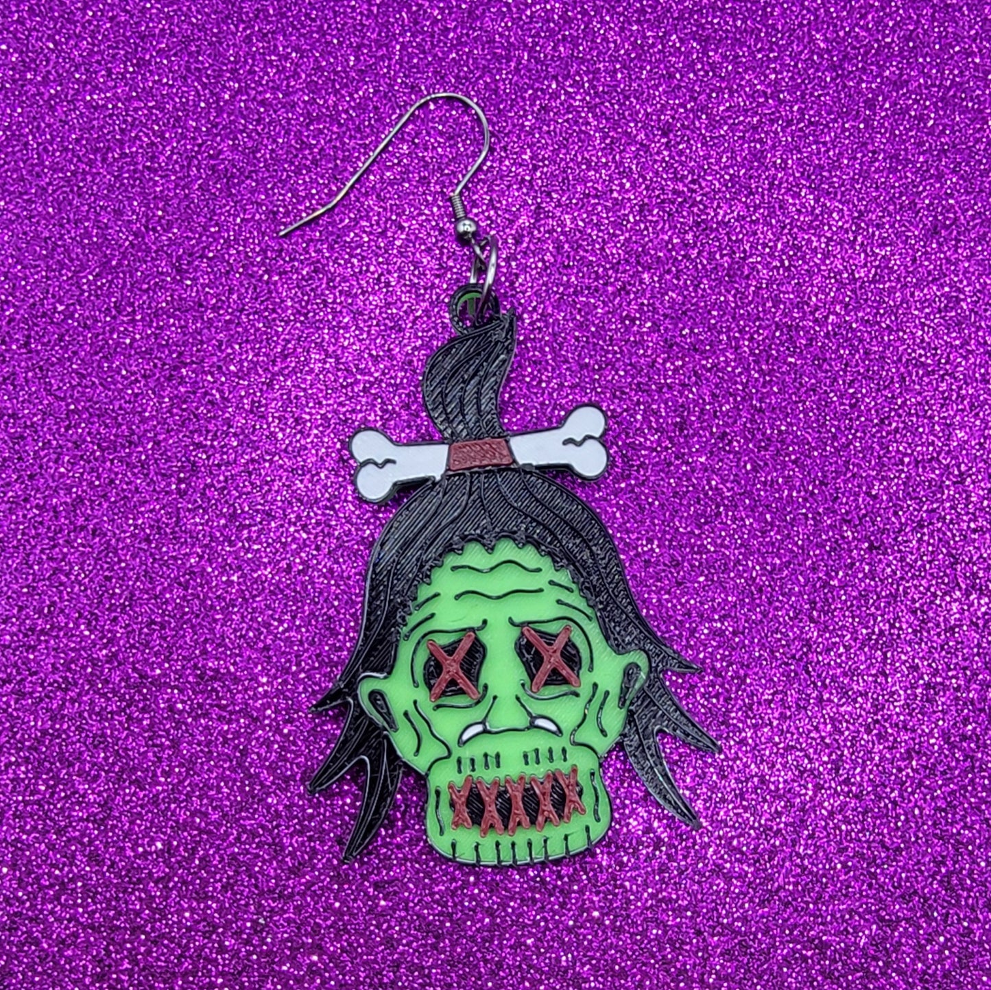 Shrunken Head Statement Earrings 3D Printed