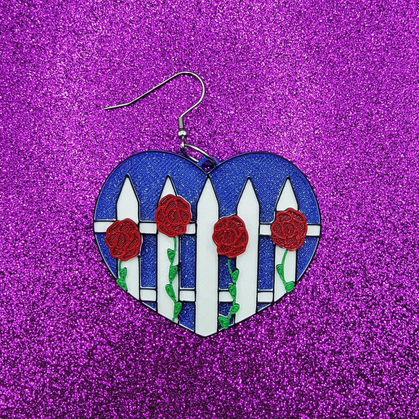 Blue Velvet Statement Earrings 3D Printed