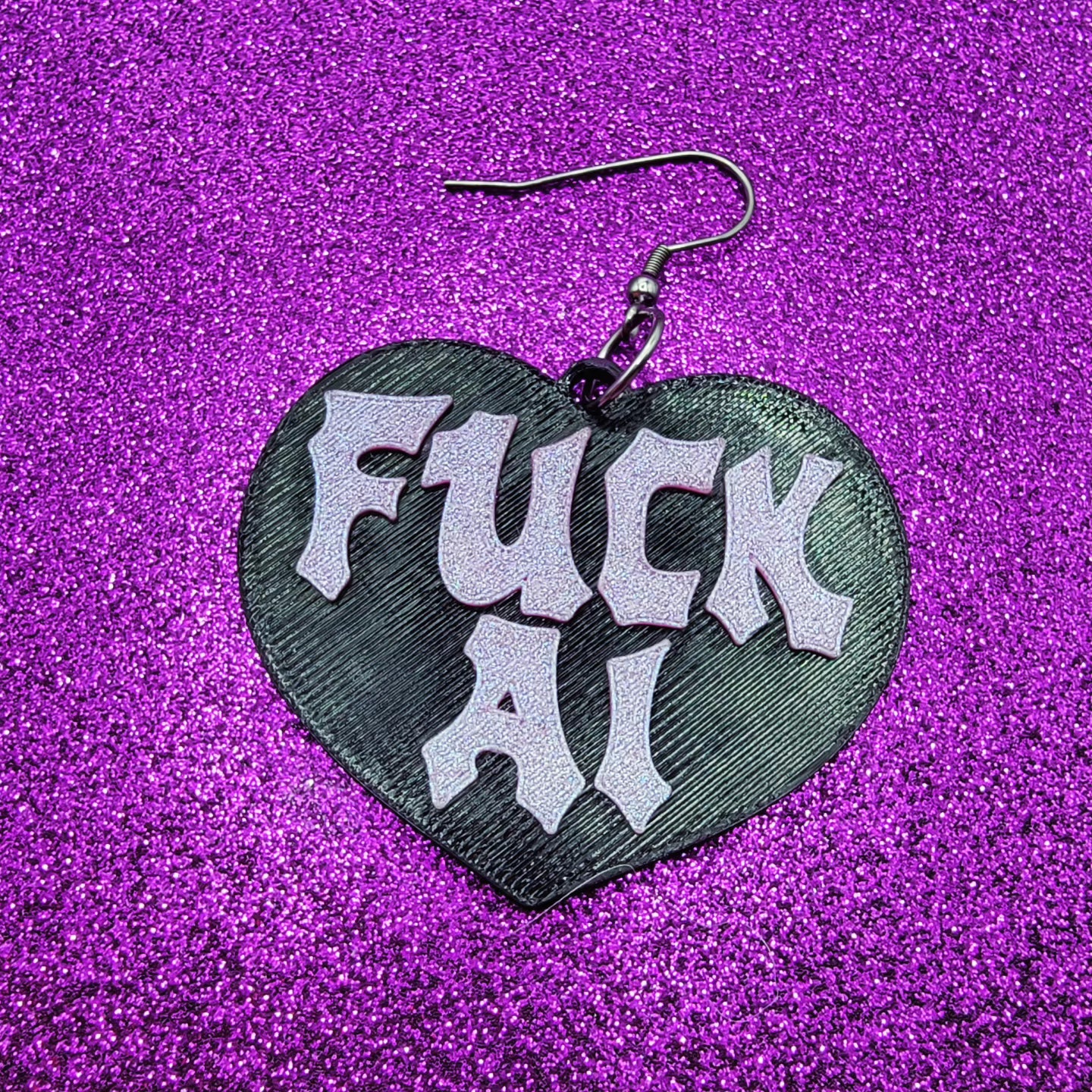 Fuck AI Statement Earrings 3D Printed