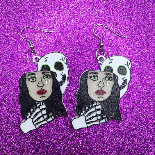 Popcorn Horror Movie Statement Earrings 3D Printed