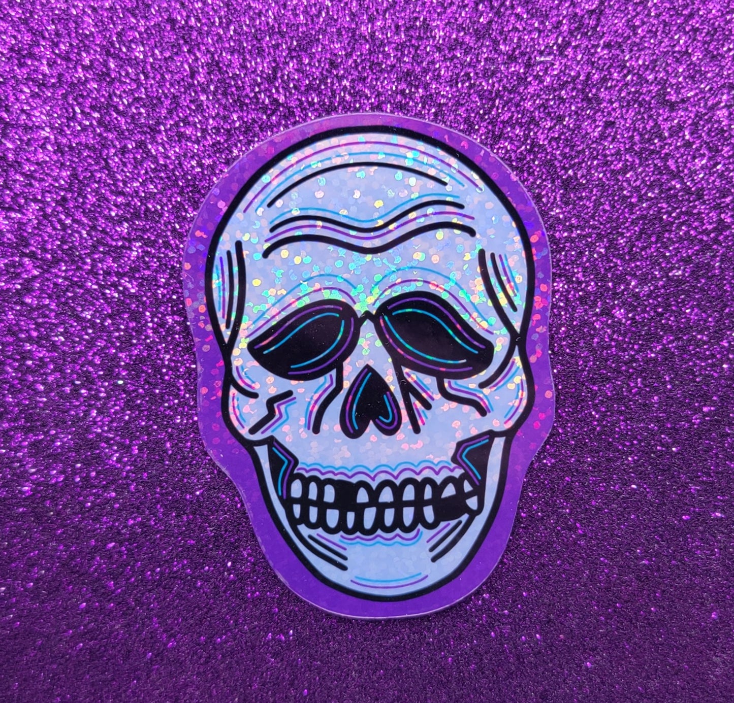 Skull Halloween Mask Holographic Sticker 2.5"x3"