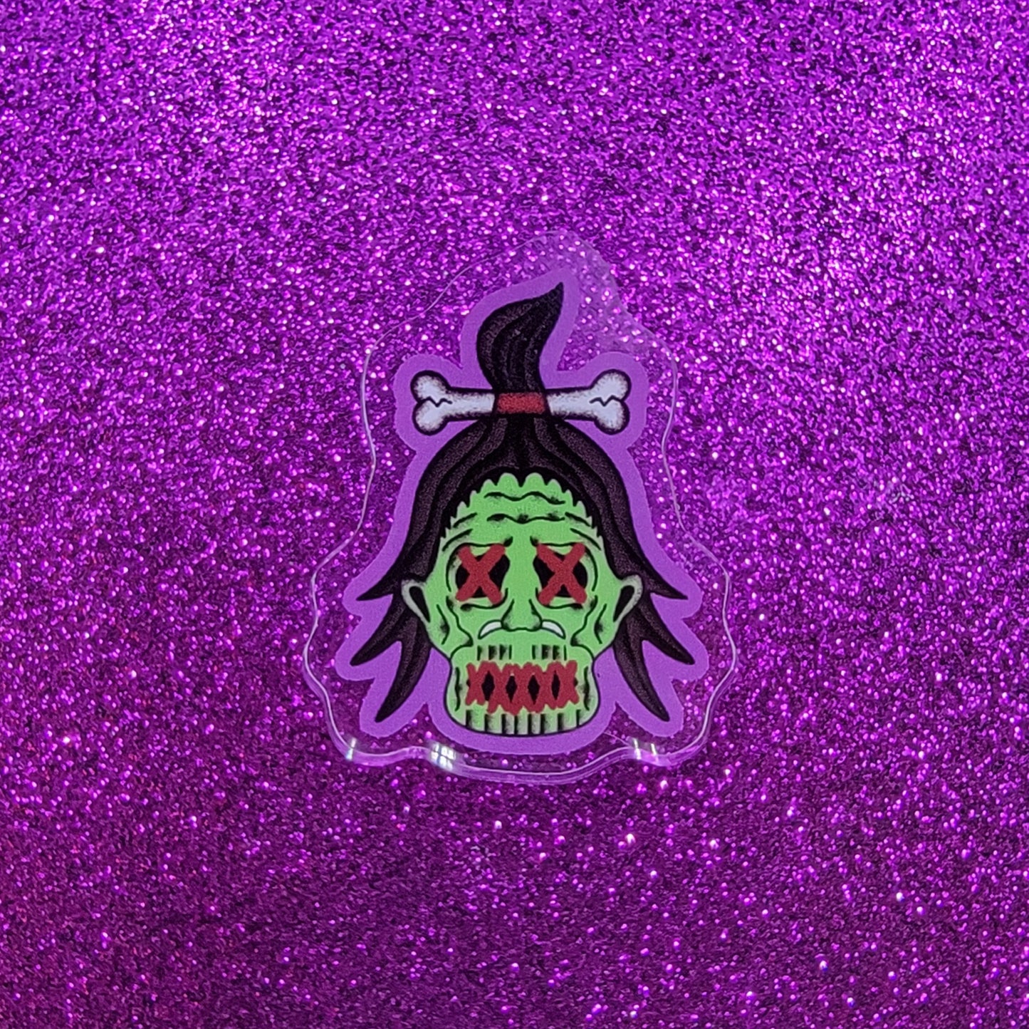 Shrunken Head Acrylic Pin