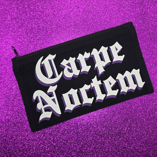 Carpe Noctem Zippered Pouch, Makeup Bag, Pencil Case 4.8"x8.4"