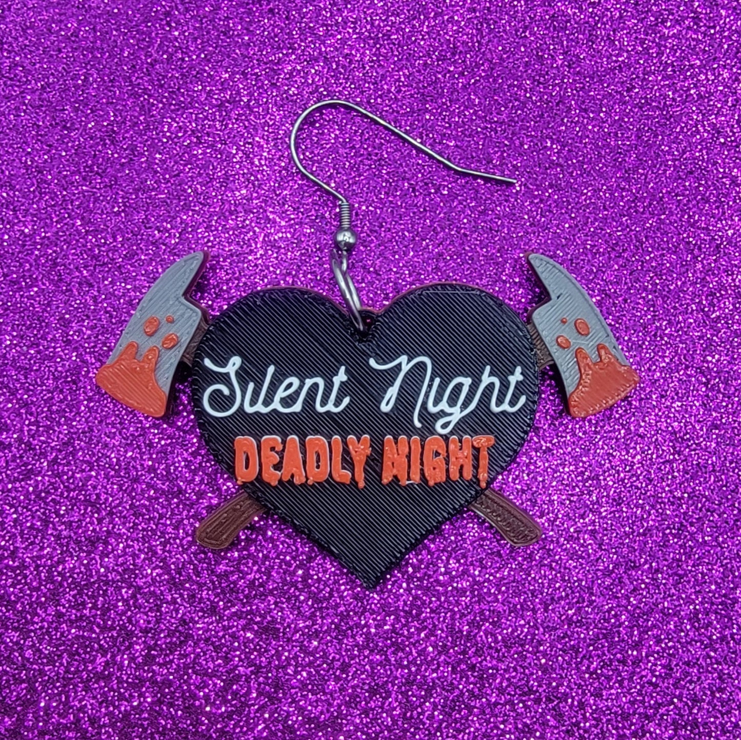 Silent Night Horror Statement Earrings 3D Printed