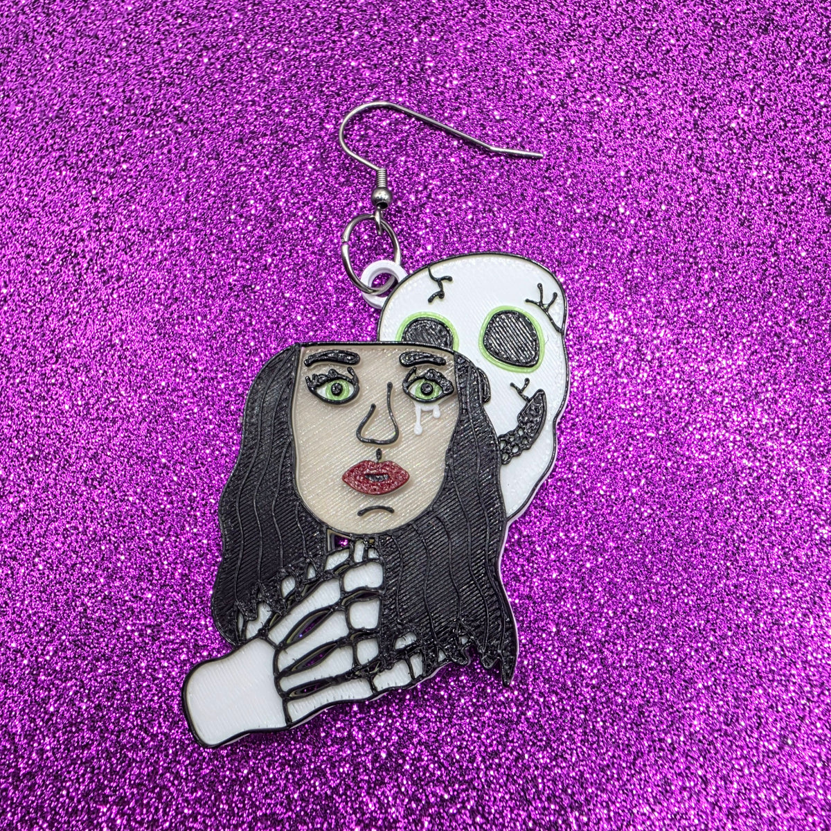 Popcorn Horror Movie Statement Earrings 3D Printed