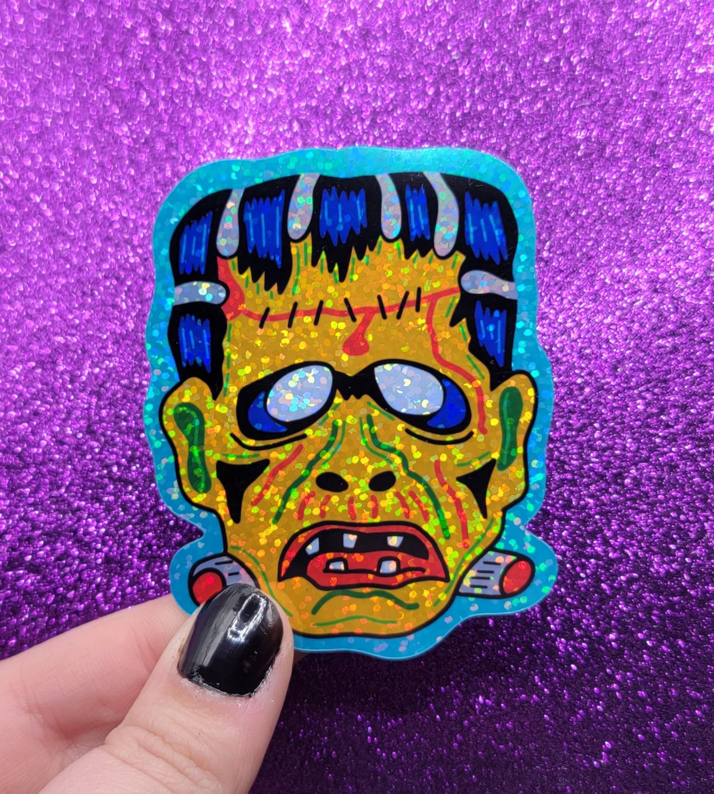 Monster Halloween Mask Holographic Sticker 2.5"x3"