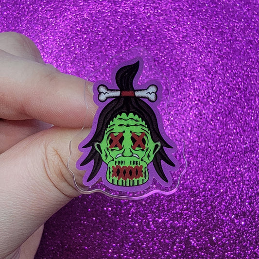 Shrunken Head Acrylic Pin