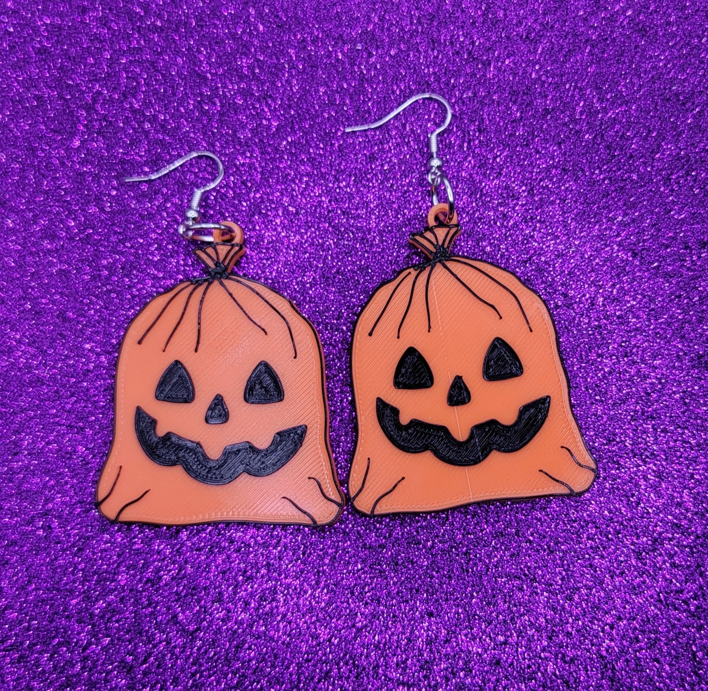 Pumpkin Leaf Bag Statement Earrings 3D Printed